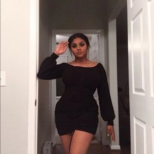 Black off shoulder knit dress